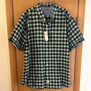 Izod Saltwater Men’s Plaid Dockside Chambray Button Down Shirt New Green XXL
